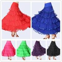 women ballroom skirt modern dance tutu skirt sequin waltz tango latin costume 904 a921