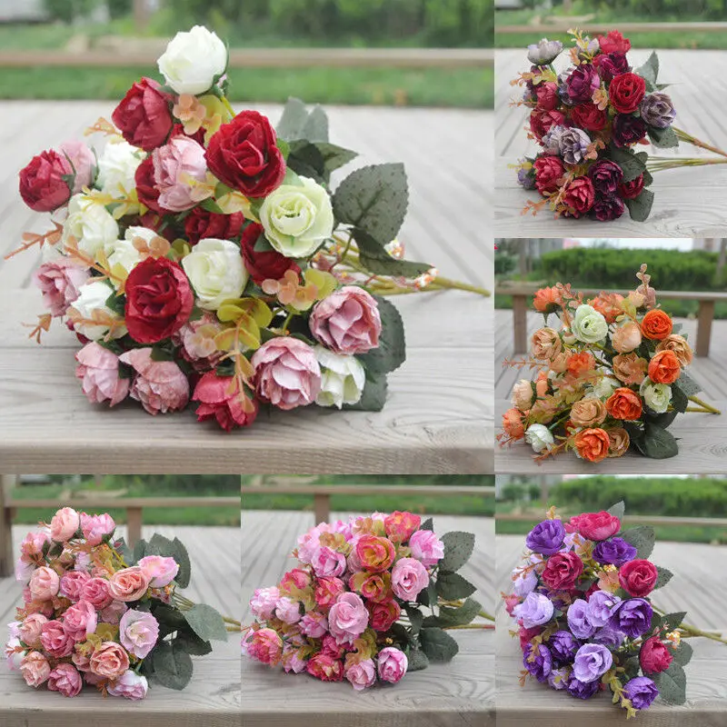 Искусственная Роза из шелка Искусственный Пион винтажный цветок листья пиона