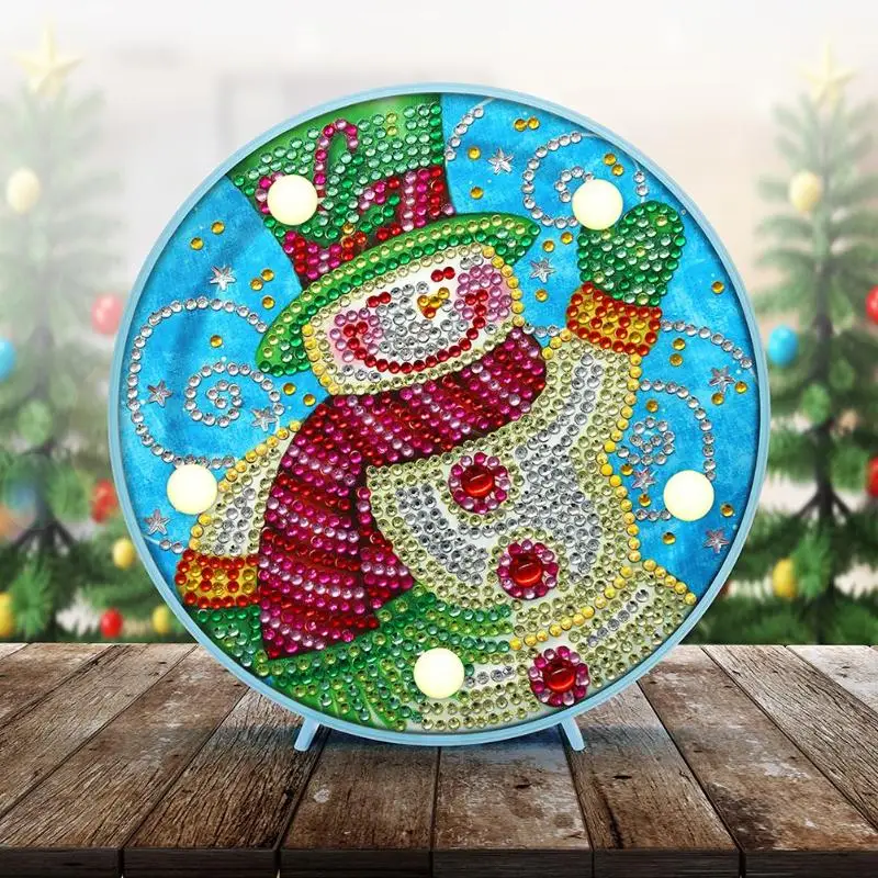 Xmas DIY особой формы алмазов картина светодиодный ночной Светильник Снеговик светильник вышивка стол ночь рождественские украшения для дома