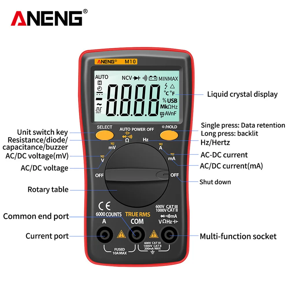 ANENG M10 тестер мультиметр мини цифровой мультиметры цифровые digital multimeter esr meter