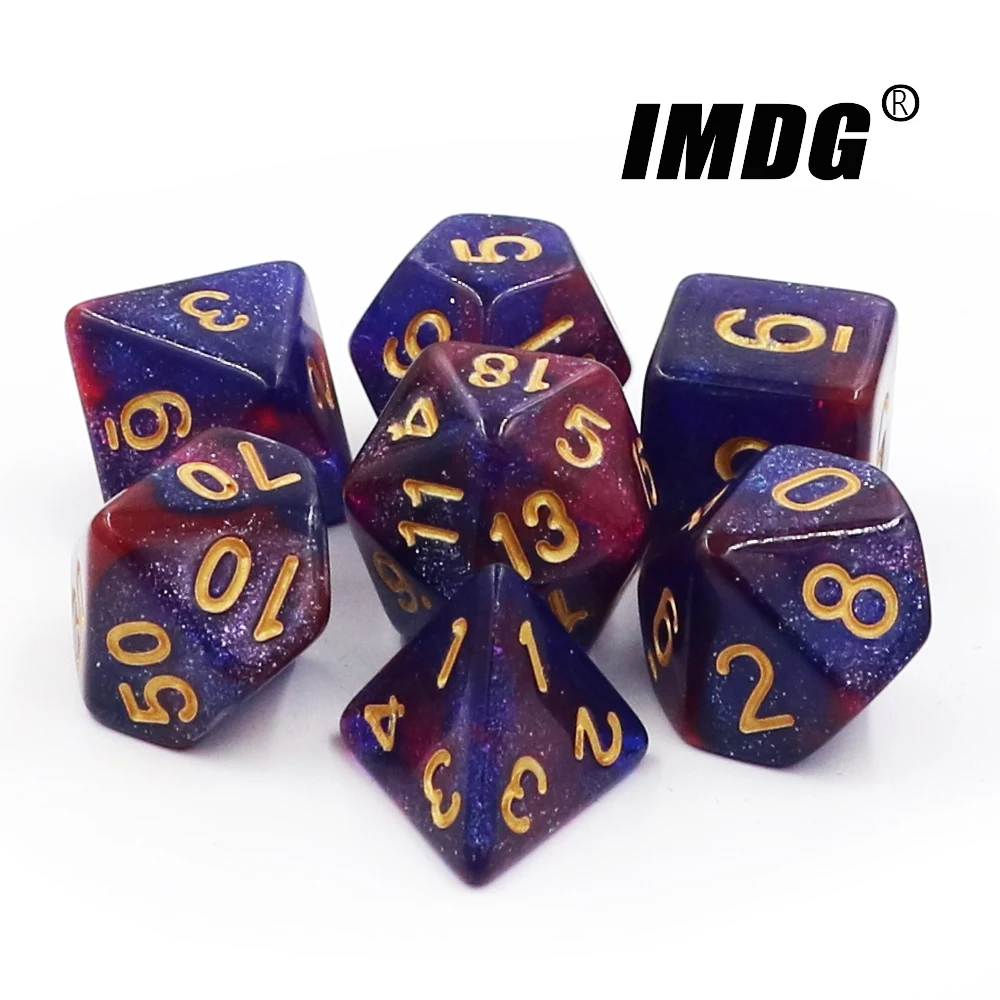 IMDG 7pcs/set Polyhedron D10 D20 RPG Game Dice Acrylic DND Universe Galaxy Digital with Bag | Спорт и развлечения