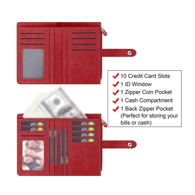 Ms. Short Two-Fold Wallet Zipper Bag with a Credit Card Document Pocket |