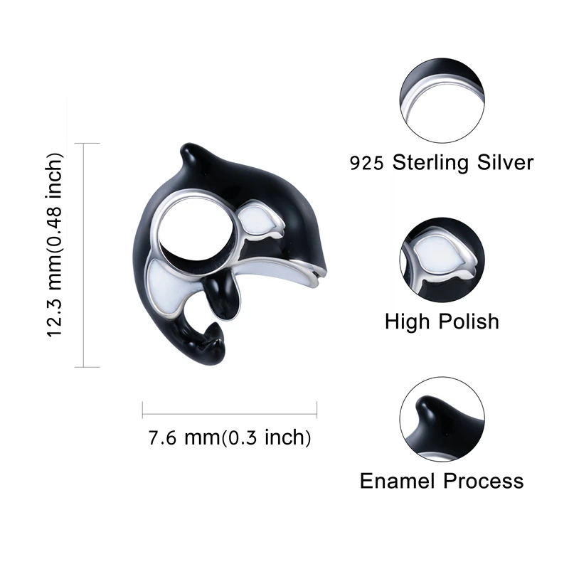Лето 2017 г. черной эмалью дельфины бусины Подвески Fit Пандора Браслеты Аутентичные