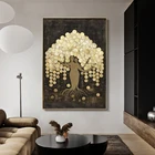 Абстрактный стиль золотая монета дерево Настенная картина холст картина плакат в скандинавском стиле Современная декоративная картина для украшения гостиной