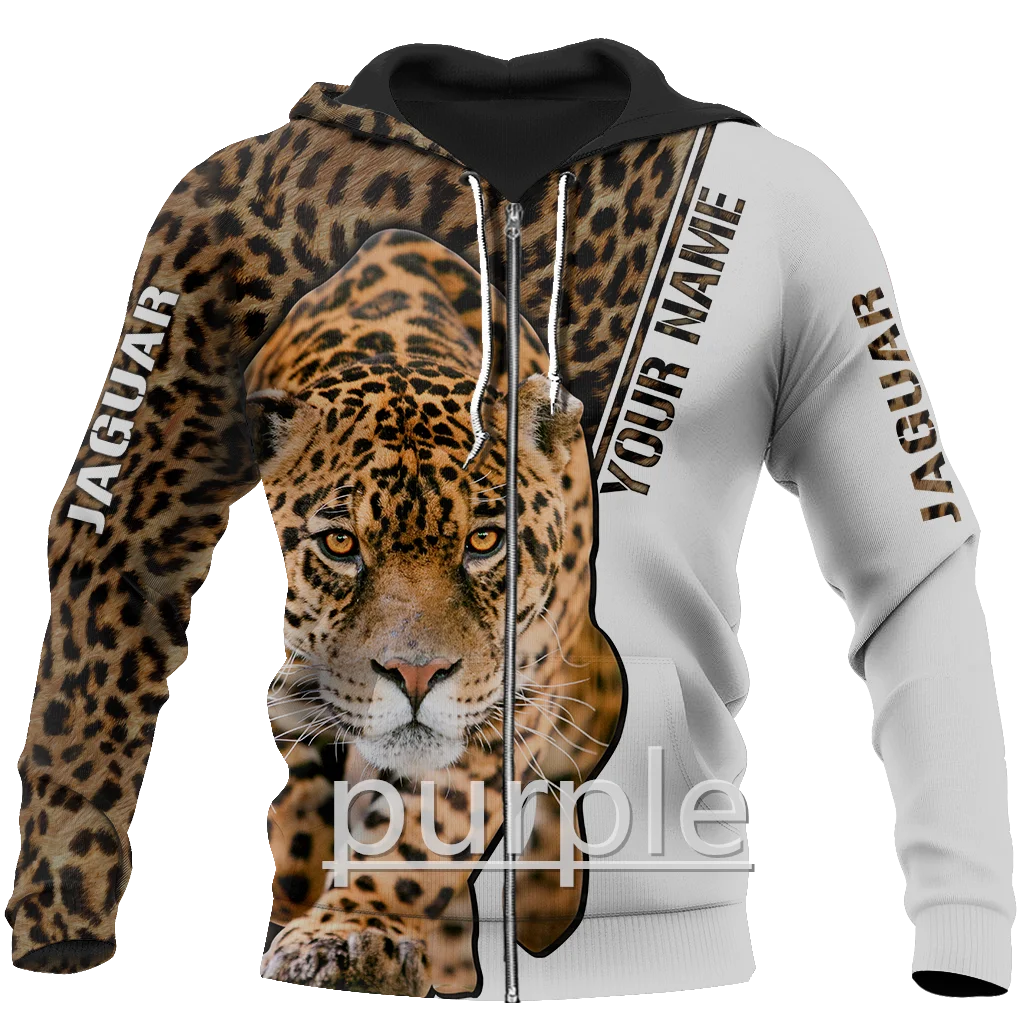 

2022 New Sports Hoodie Leopard Print Personalize Your Name 3D Printed Full Printed Shirt Men's and Women's Hoodie Zipper Street