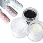 3 бутылки, сахар, блестящее покрытие для ногтей, бархатная пудра из флока для искусства ногтей, порошок, белый, черный блестящий пигмент