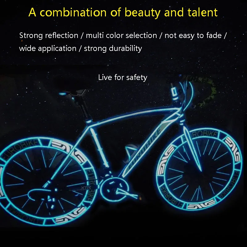 

1cmx8m Car Styling Bike Reflective Stickers Cycling Fluorescent Reflective Tape Bicycle Adhesive Tape Safety Decor Sticker