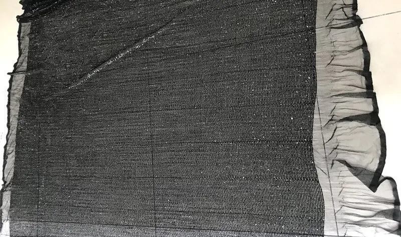 

1Y/Lot Black Elastic Mesh Lace Sequin Fabric Pleated Sequins Cloth Performance Dress Fabric Decoration