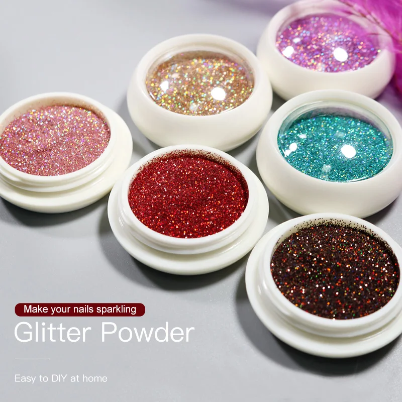 6pcs Set Holographic Nail Powder Laser Glitter Decoration DIY Shimmer Dust Chrome Pigment Sparkly Art Sequin Paillette | Красота и