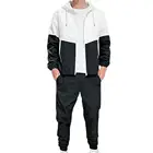 Спортивный костюм контрастных цветов с капюшоном, мужские комплекты 2021, корейский стиль, обтягивающие лодыжки брюки, костюм для фитнеса, спортивный костюм