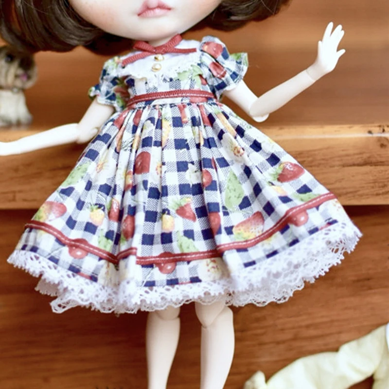 Bjd sd10 blythe Одежда клубничное платье комплект с узорами для одежды Наборы