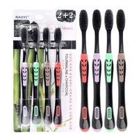 4 pieces bamboo charcoal soft hair toothbrushes for oral cleaning travel outdoor use oral hygiene care teeth deep cleaning