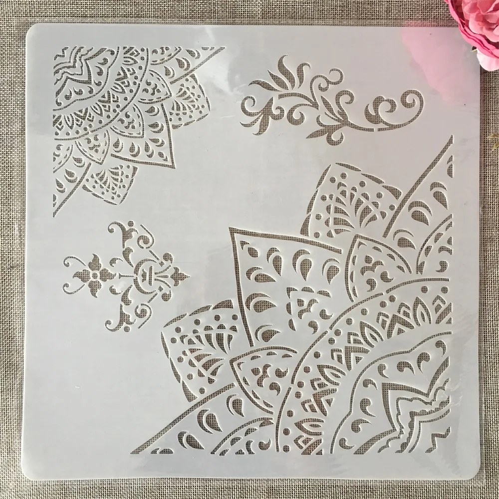 

30*30cm Mandala Geometry 1/4 Round Layering Stencils Wall Painting Scrapbook Coloring Embossing Album Decorative Template