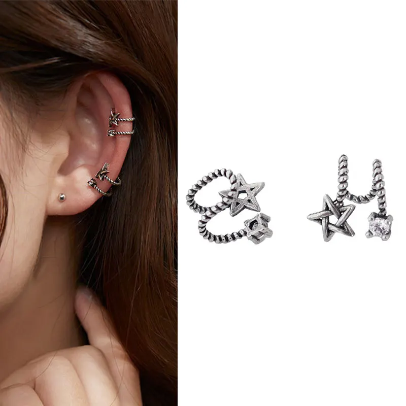 

Vintage Clip on Earrings for Women 2021 Trend Fashion Korean Style Fake Earrings Grunge for Men Ear Bone Clip Jewelry Wholesale