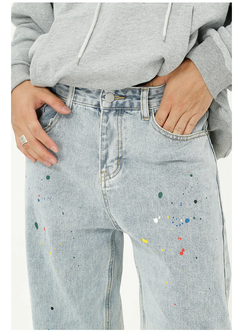 Брюки мужские прямые из денима классические свободные повседневные штаны