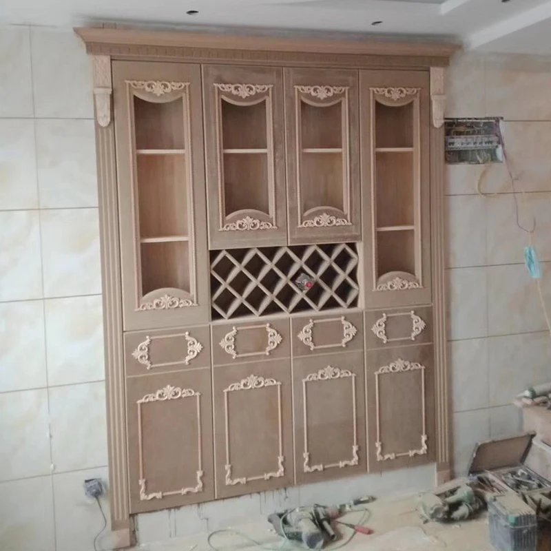 

4 pcs Vintage Unpainted Wood Carved Corner Onlay Applique Frame For Home Furniture Wall Cabinet Door Decor Crafts