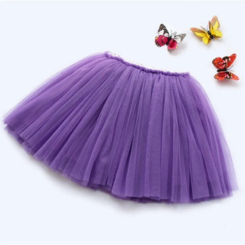

2020 new Baby Girls Clothes Three Layer Tulle Tutu Skirts Kids Girls Ball Gown Pettiskirt Sweet Girl Puff Princess Skirts purple