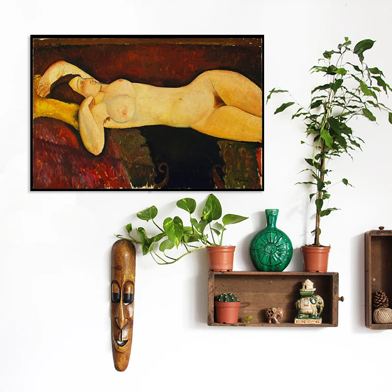 Художественная зона Modigliani настенная живопись Европейский стиль обнаженная женская картина маслом домашний арт настенный Холст Плакат Картина декор живопись