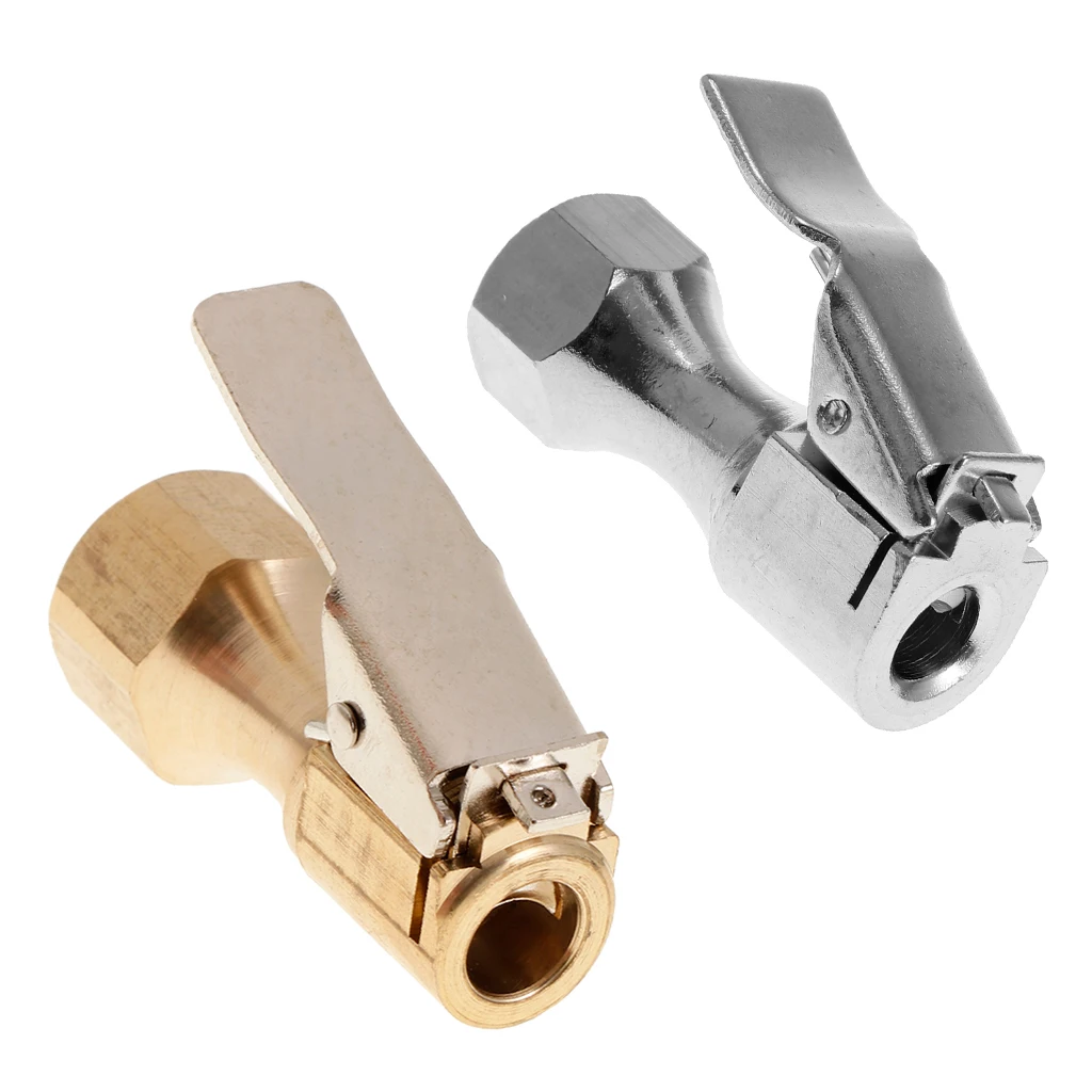 2 Pieces 1/4&quot NPT Brass Lock-on Tire Inflator Female Air Chuck with Clips |