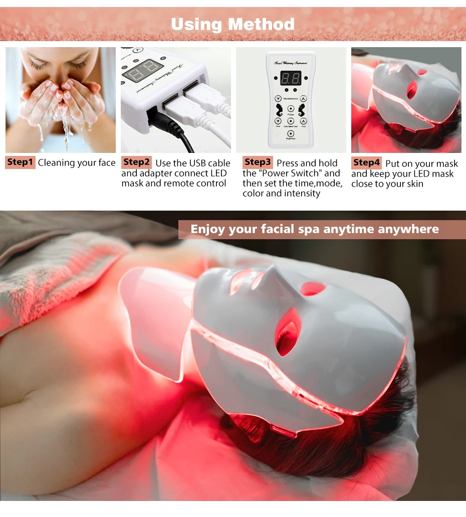 7 цветов светодиодный маска для лица красный светильник фотон омоложения кожи