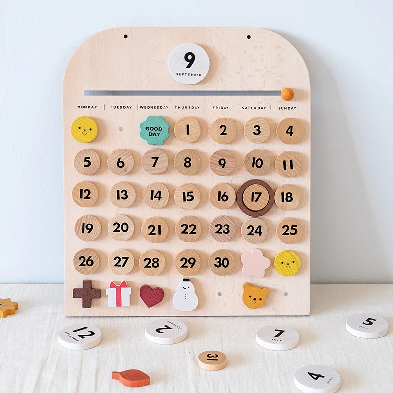 

wooden calendar with day date month for kids Montessori Toys Cognition Preschool Educational Teaching Aids Toys For Children