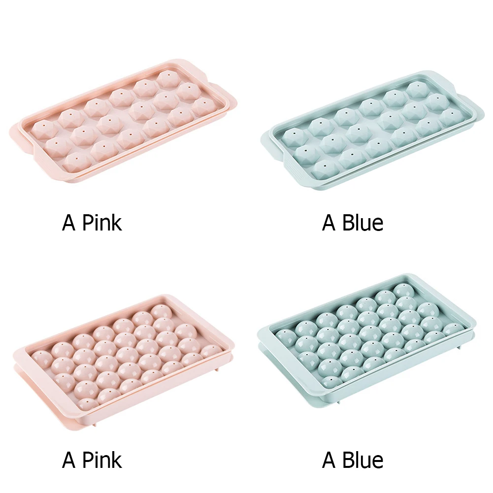 

18/33 Grid Ice Cube Maker Frozen Easy Release Trays Molds DIY Ice Ball Round Making Mould with Lid for Bar Cocktail