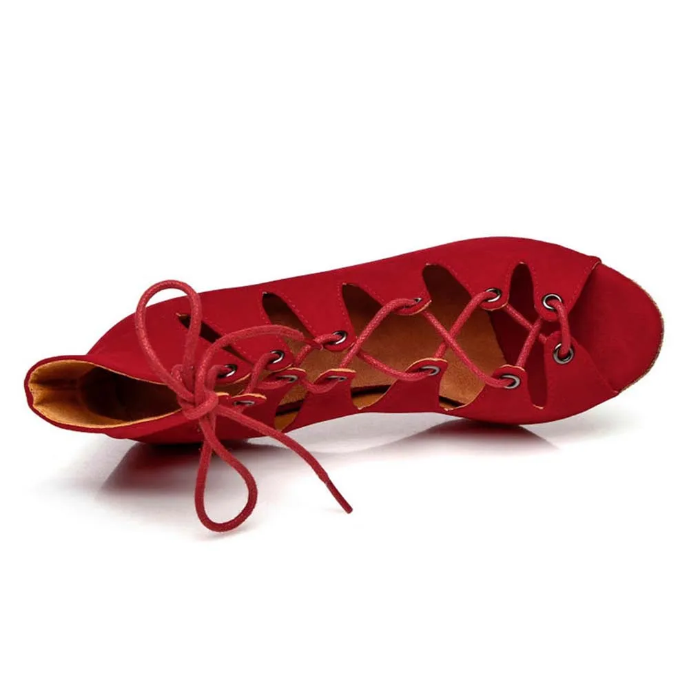 Professional Women's High Heels For Dancing Latin Dance Sandals Ballroom Dance Shoes Salsa Heeled Girls Red Heels
