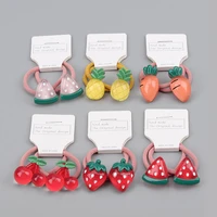 cute fruit childrens hair tie watermelon strawberry pineapple hair tie girls rubber band head tie hair accessories headdress