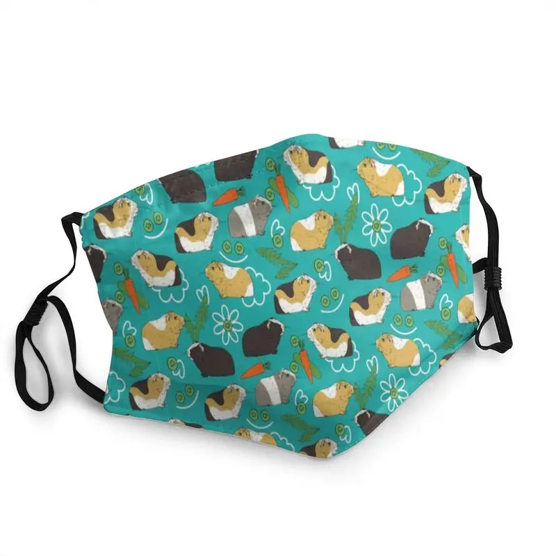 

Guinea Pig Poses Pattern Mask Dustproof Breathable Domestic Cavy Face Mask Protection Cover Unisex Adult Respirator Mouth Muffle