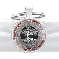 new arrivals silver tree of life glass cabochon metal pendant key chain classic men women key ring jewelry keychains gifts