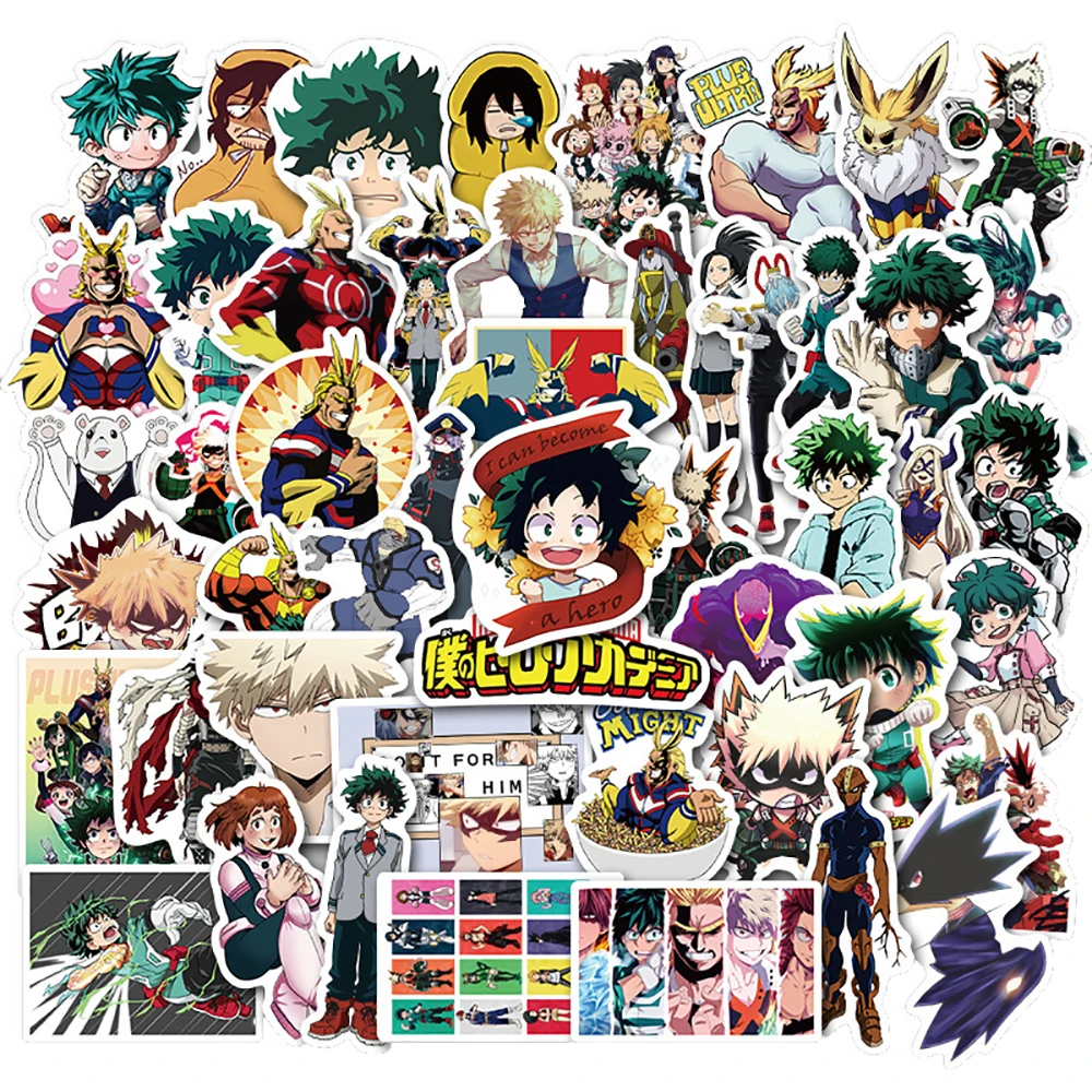 

10/30/50pcs Japan Anime My Hero Academia Stickers Waterproof Laptop Luggage Car Fridge Skateboard Kids Classic Toy Decal Sticker