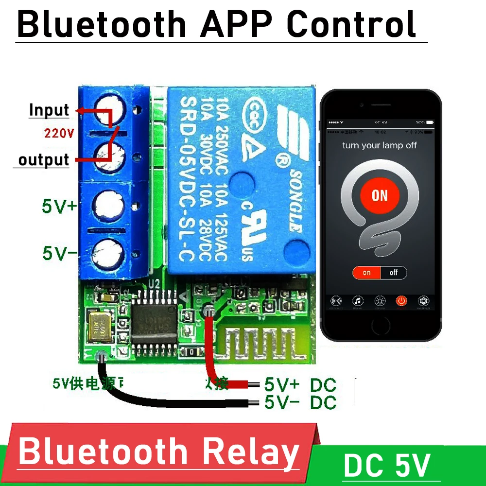DYKB-controlador de interruptor inteligente con relé Bluetooth, Control remoto inalámbrico DC 5V para cerradura de puerta, control de acceso, luz led AC 110V 220V