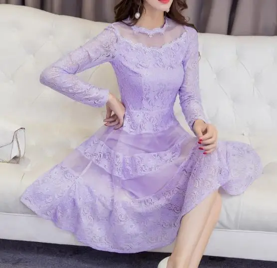 Clobee 2020 корейский стиль ТРАПЕЦИЕВИДНОЕ кружевное женское платье элегантное