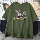 Мужская футболка с белым кроликом зомби, карманные часы, одежда с мультяшным рисунком, мужские рубашки, мужские футболки известного бренда