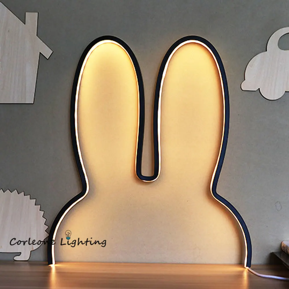 Cute Rabbit Night Lights Cartoon LED Night Lamp USB Desk Lamp Holiday Gift for Kids Children Bedroom Bedside Atmosphere Lamp