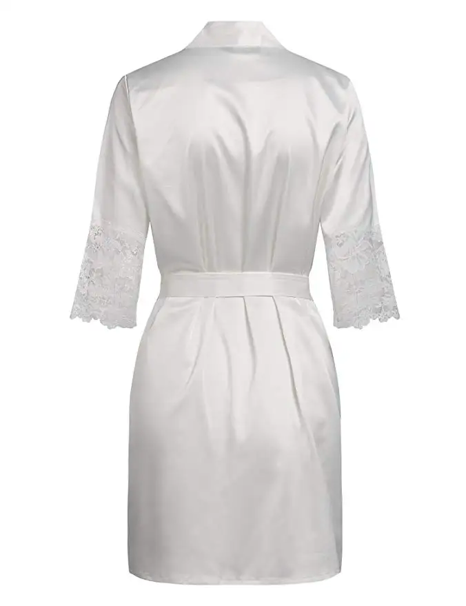 Пикантное шелковое Короткое Кимоно черного и белого цвета модный халат в