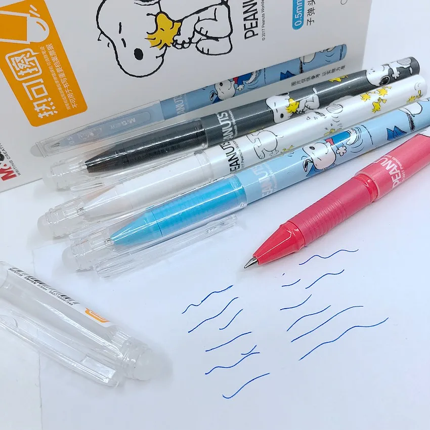 

(12 Pieces/Lot) Cute Cartoon 0.5mm Rod Magic Erasable Gel Pen Blue Black Ink Color Kawaii Korean School Stationery Gifts M6118