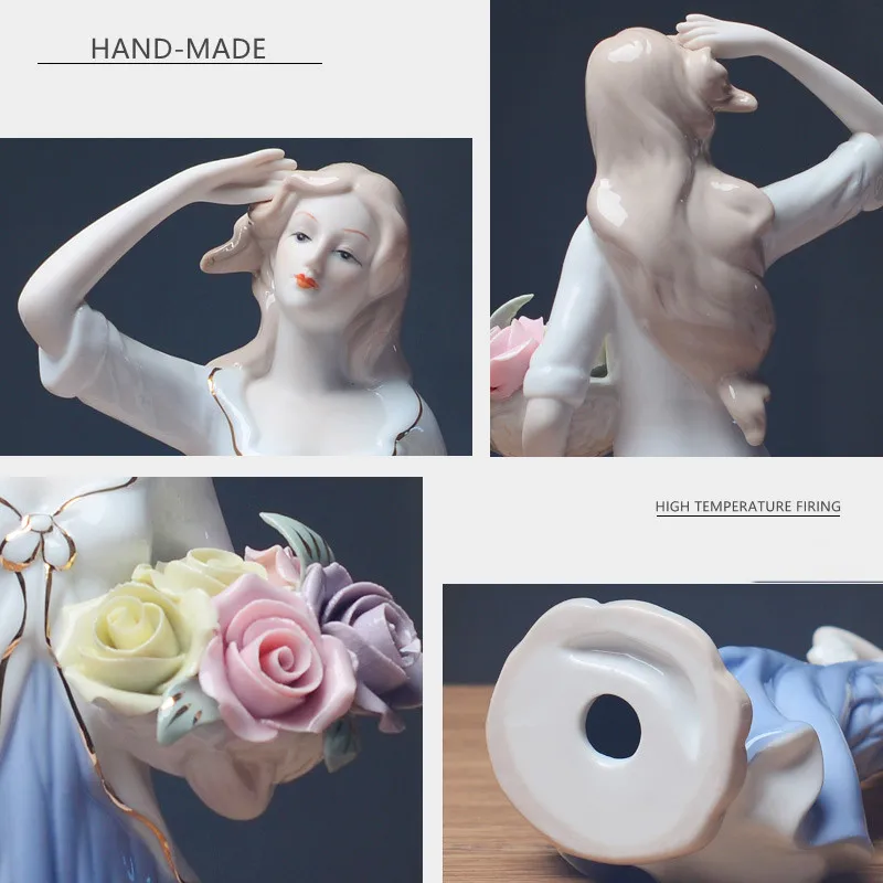 

Nordic Western Women's Porcelain Ornaments Wine Cabinet Desktop Home Decorations Jingdezhen Ceramic Crafts