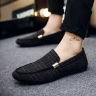 Кроссовки мужские без шнуровки, легкие мягкие удобные лоферы, Повседневная модная мужские туфли из парусины обувь, Мокасины, черные, обувь для вождения