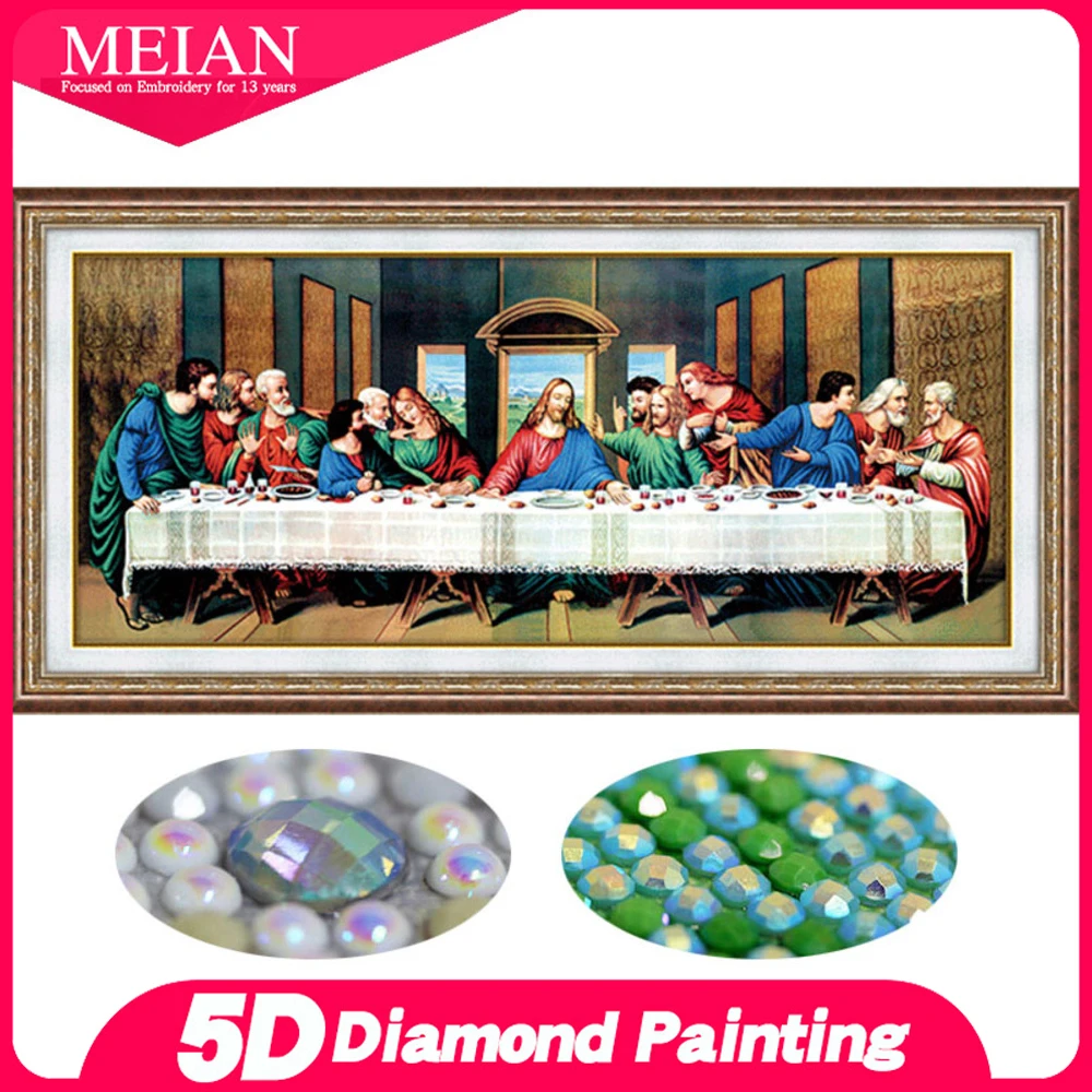 

Meian DIY 5D Diamond Painting The Last Supper Special-shaped Diamond Mosaic Embroidery Kits Broderie Diamant Van Gogh Crafts