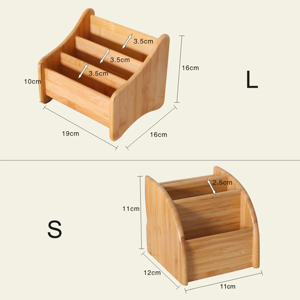 Многофункциональный настольный бамбуковый держатель для карандашей с 3 сетками |
