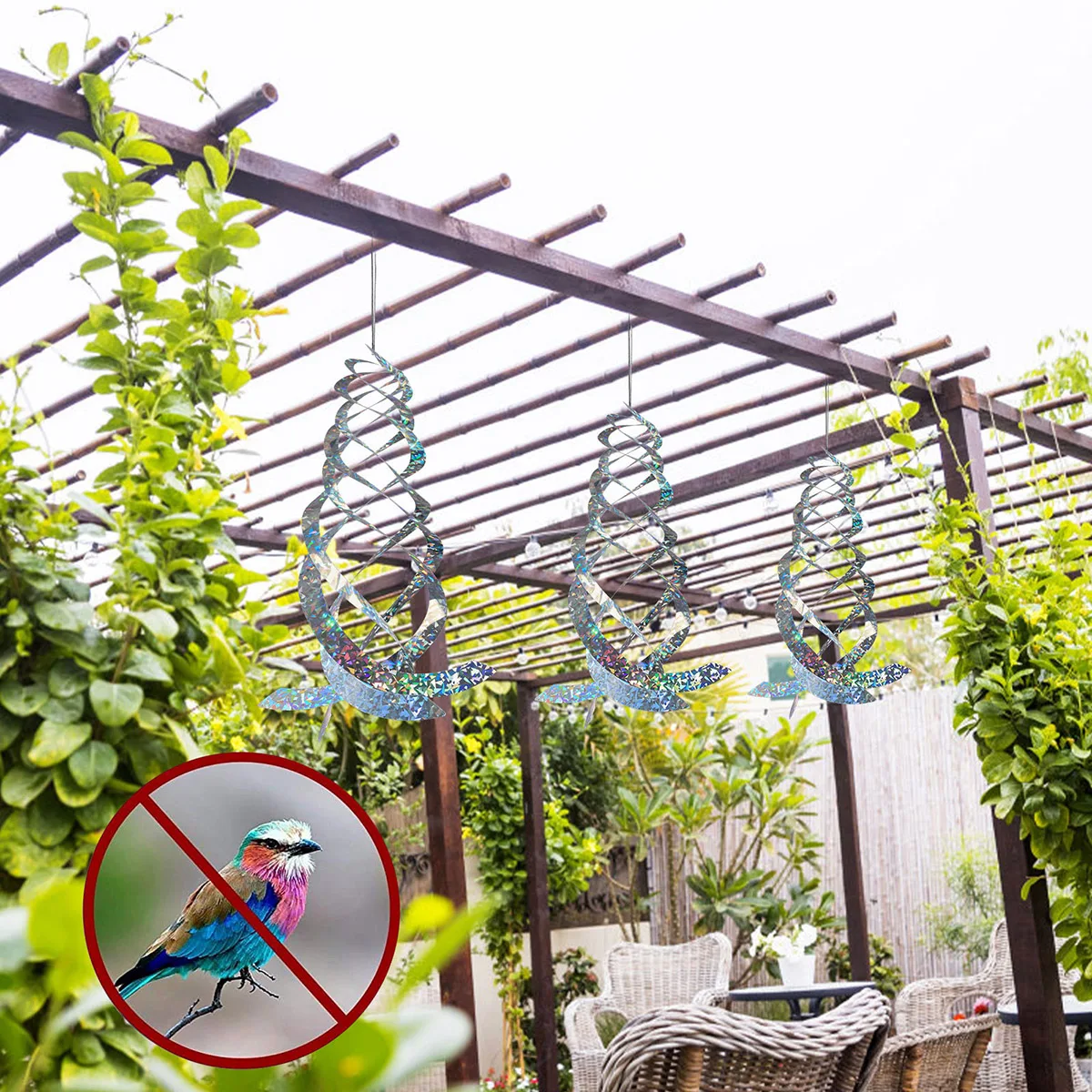 Репеллент для птиц серебряный Спиннер из майлара вращающийся отражающий