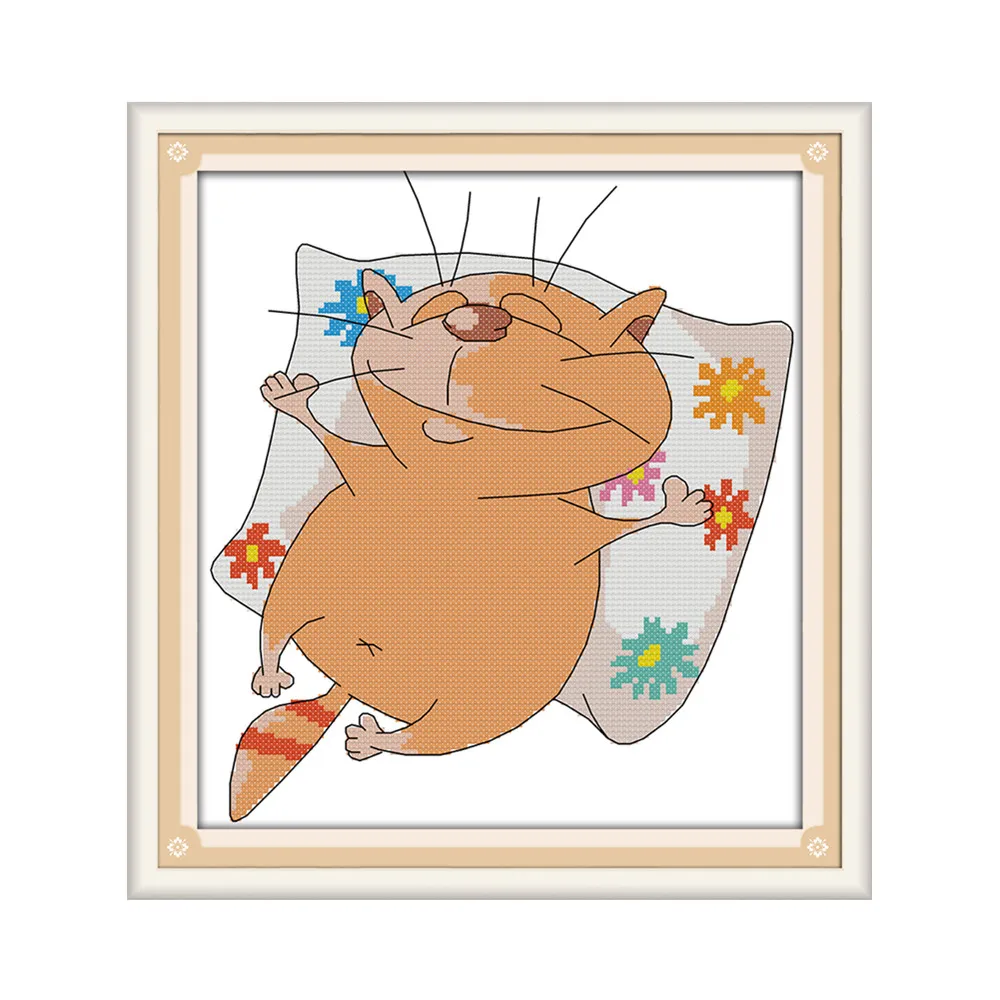 Набор для ленивых котов с крестиком из мультфильма спящие животные Аида 14ct