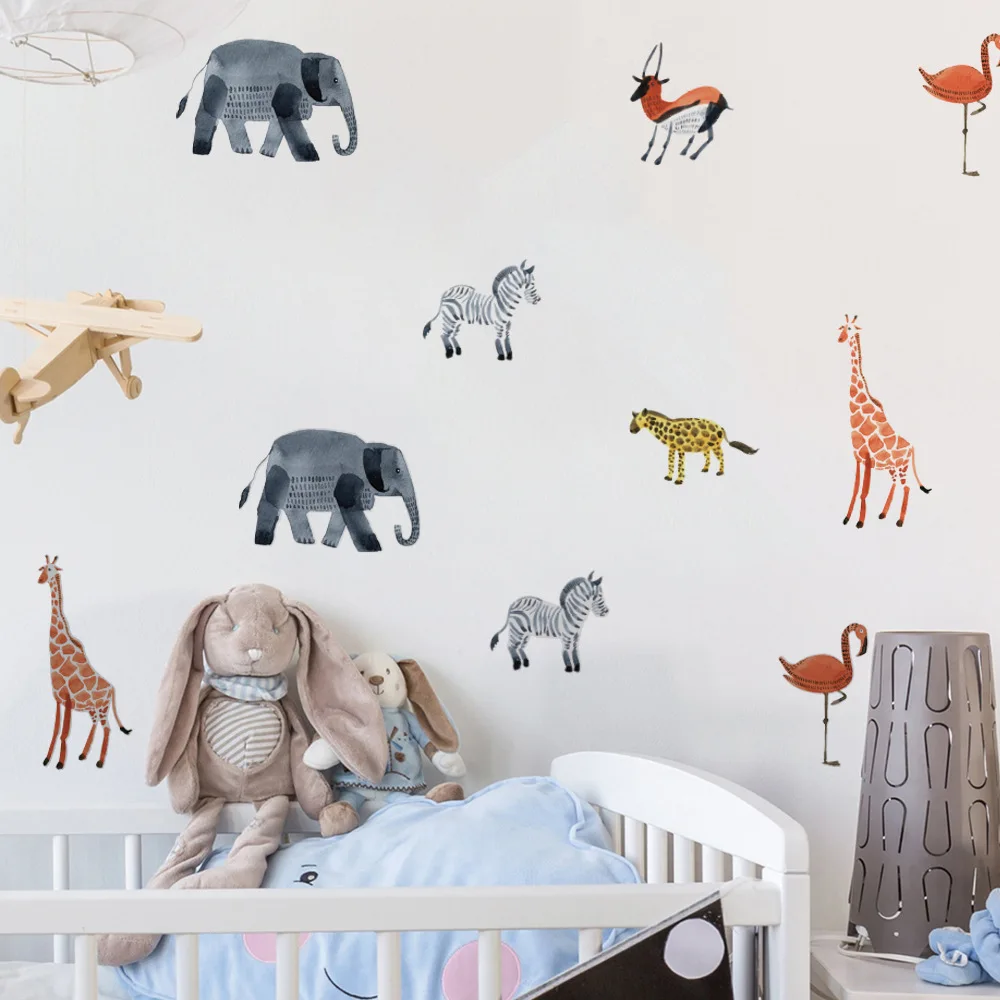 

24 pcs scandinavian Style Wall Stickers Cartoon Animal Wall Decal Living Room Bedroom Class Wall Decor High Quality