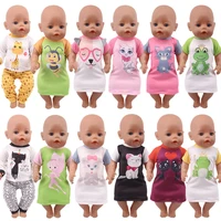 doll clothes pajamas unicorn kitten giraffe frog leopard nightgowns for 18 inch american43 cm baby new born doll generation toy