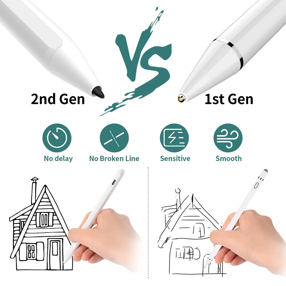 Портативный алюминиевый + POM перезаряжаемый стилус для письма с сенсорным