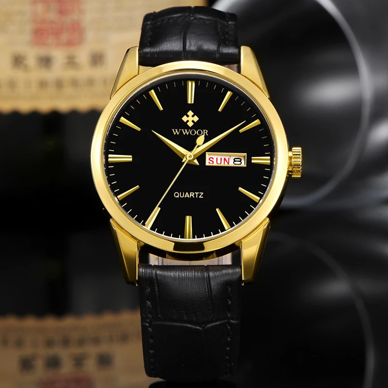 Часы WWOOR Мужские кварцевые брендовые Роскошные водонепроницаемые повседневные