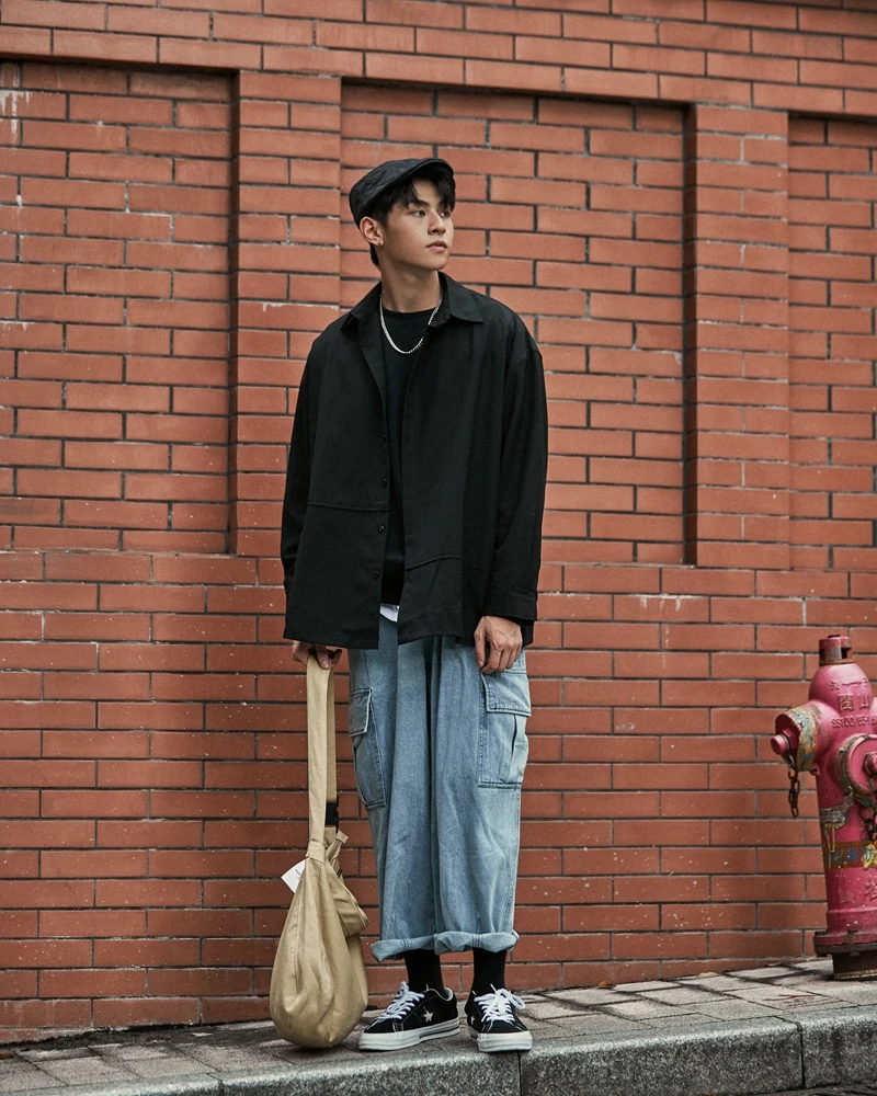 Мешковатые штаны Мужская свободная уличная одежда широкие брюки|Широкие брюки| |