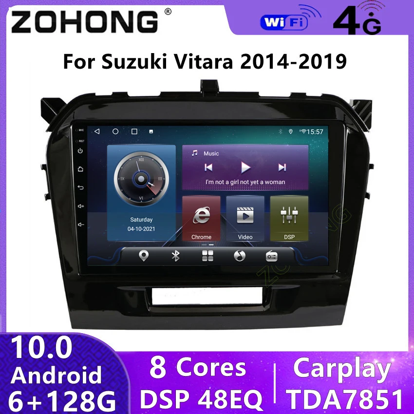 4G DSP Android 10 для Suzuki Vitara 2015 2016 2017 2018 2019 Автомобильный мультимедийный видеоплеер GPS