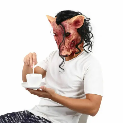 Маска на Хеллоуин + шлем для волос полный уход за лицом свинья из пилы голова